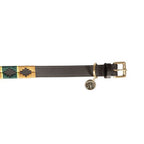 Benji & Flo Sublime Polo Leather Dog Collar - Green/Gold - X Small