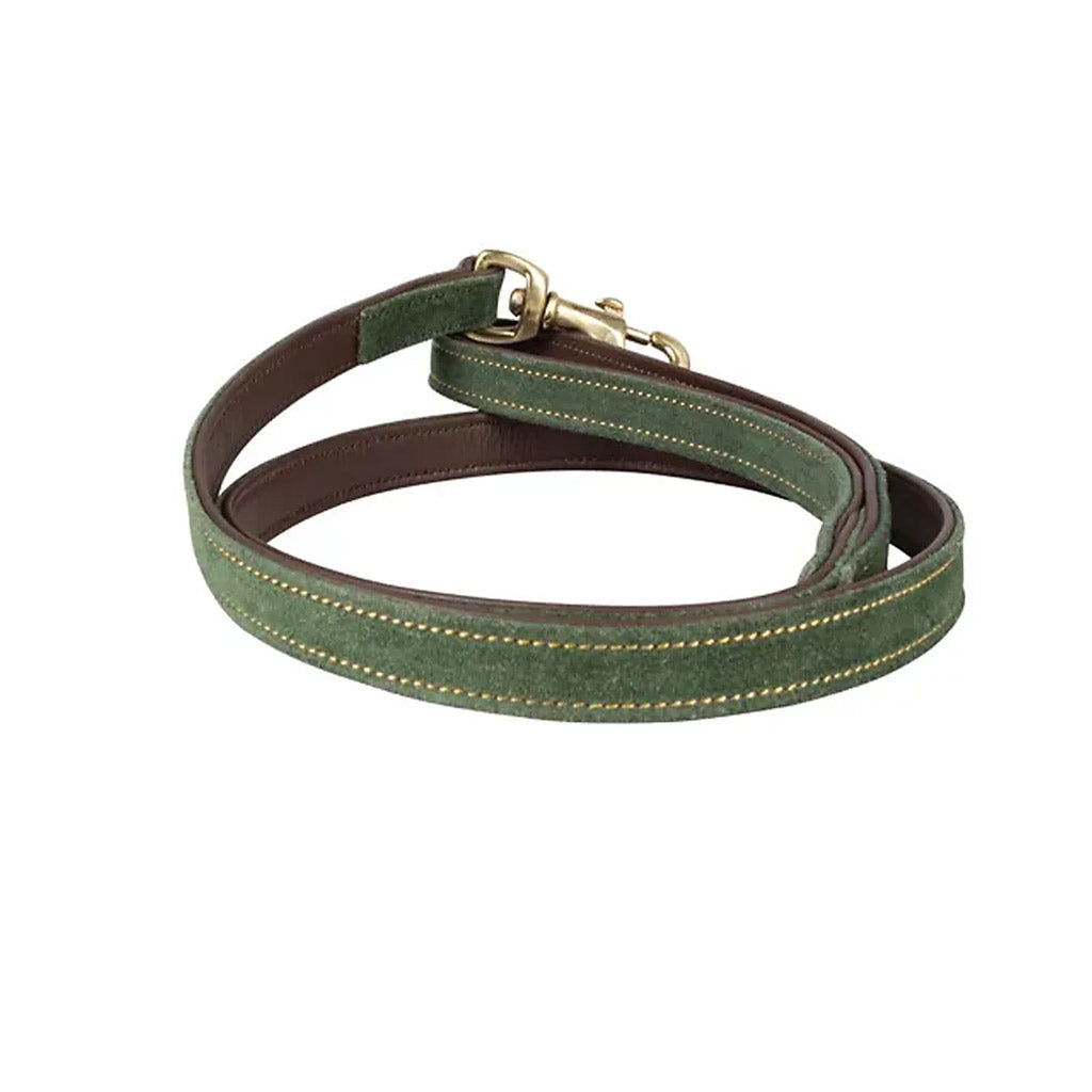 Benji & Flo Noble Suede Dog Lead - Green/Gold - 120cm