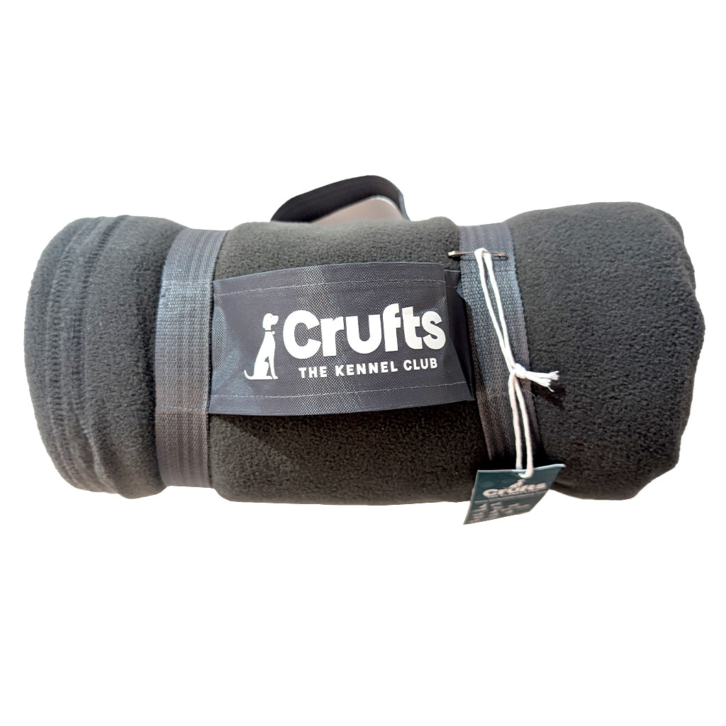 Crufts Travel Fleece Dog Blanket with Carry Harness – Grey