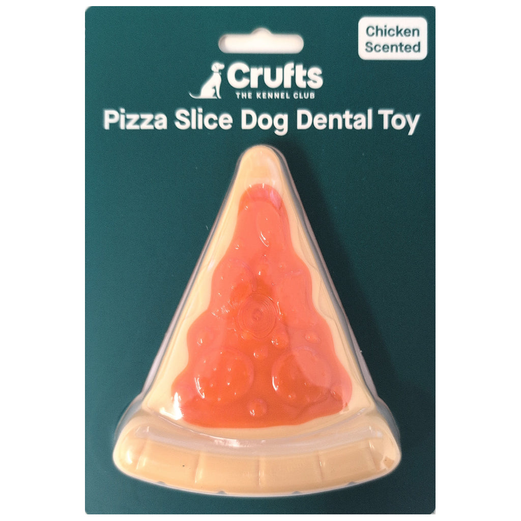 Crufts Chicken Scented Pizza Slice Dog Dental Toy