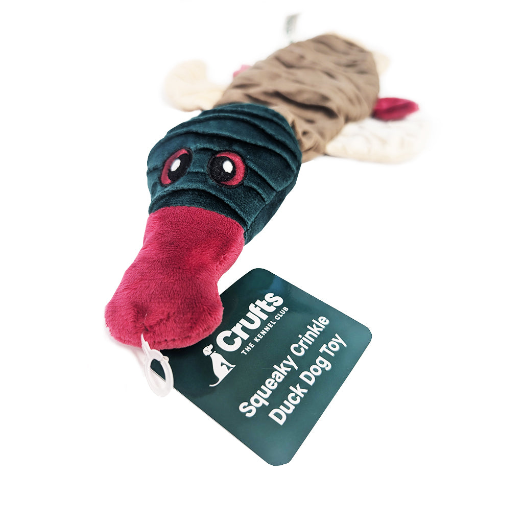 Crufts Squeaky Crinkle Duck Dog Toy