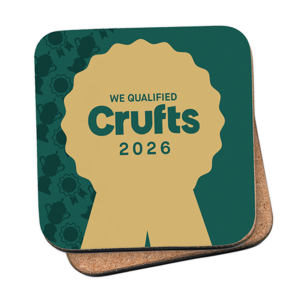We Qualified Crufts 2026 Rosette Coaster