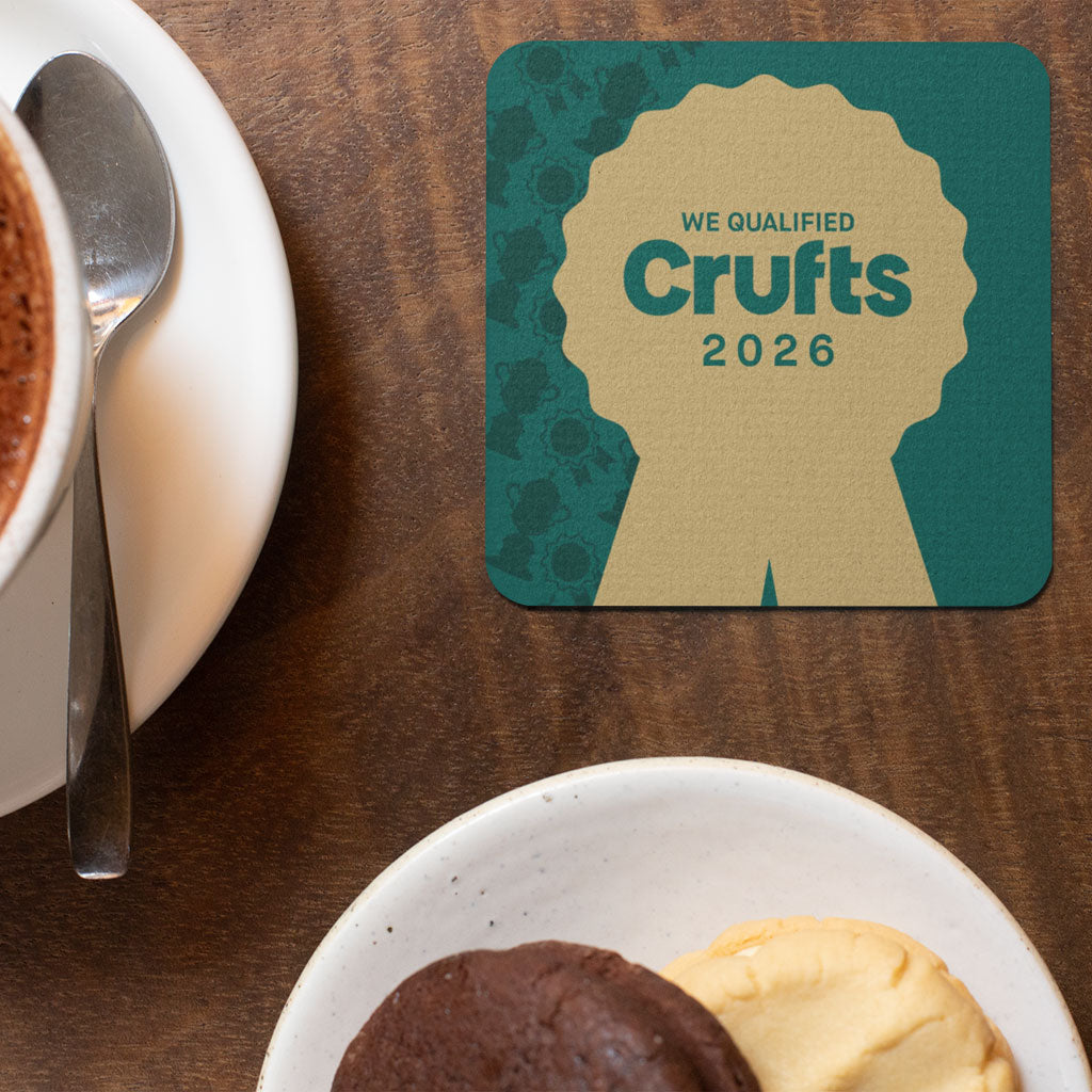 We Qualified Crufts 2026 Rosette Coaster