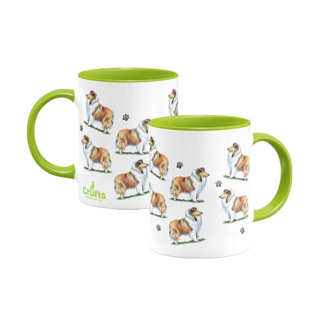 Rough Collie Large Porcelain Colour Handle Mug