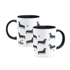 Dachshund (Smooth Haired) Large Porcelain Colour Handle Mug