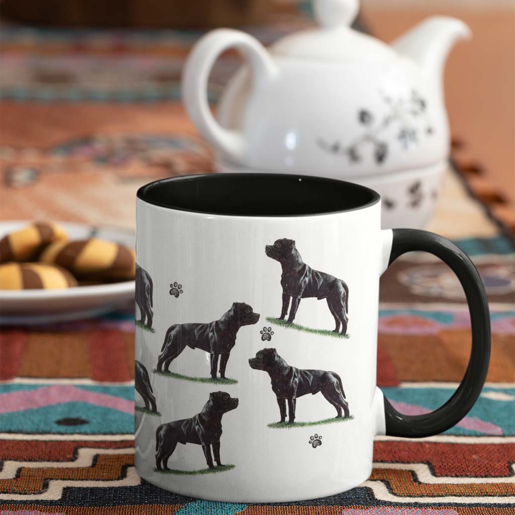 Staffordshire Bull Terrier Large Porcelain Colour Handle Mug