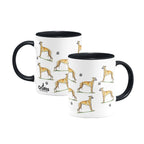 Whippet Large Porcelain Colour Handle Mug