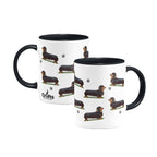 Dachshund (Miniature Long Haired) Large Porcelain Colour Handle Mug