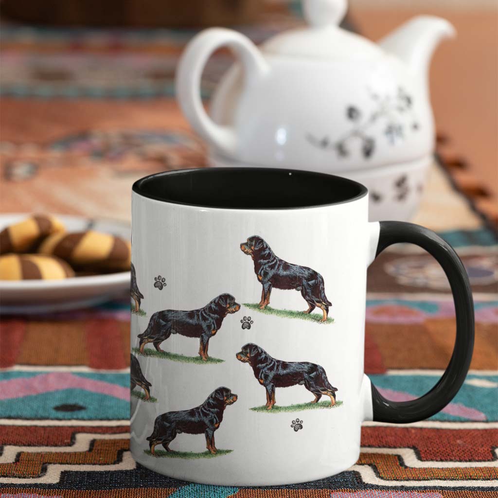 Rottweiler Large Porcelain Colour Handle Mug