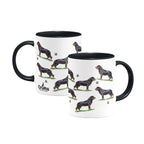 Rottweiler Large Porcelain Colour Handle Mug