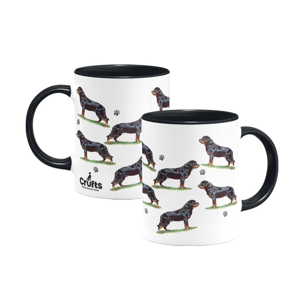 Rottweiler Large Porcelain Colour Handle Mug