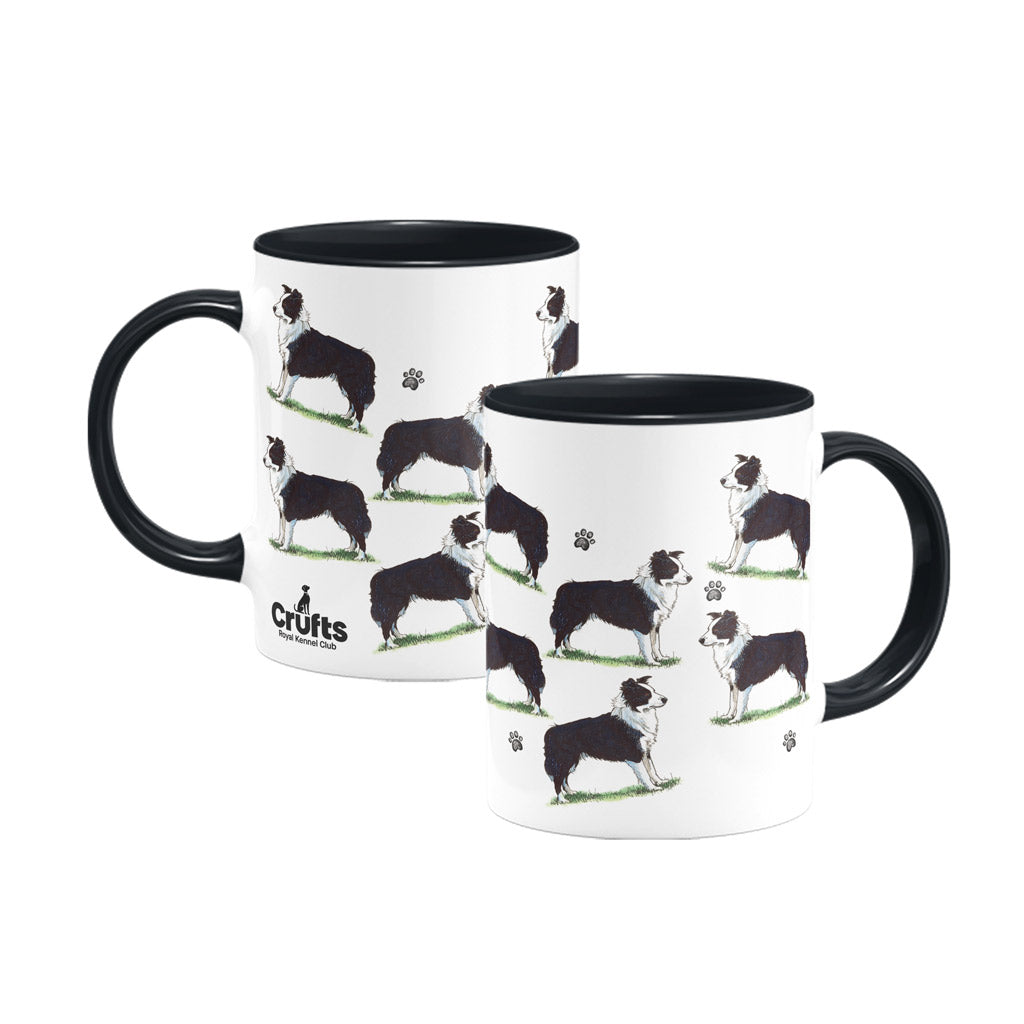 Border Collie Large Porcelain Colour Handle Mug