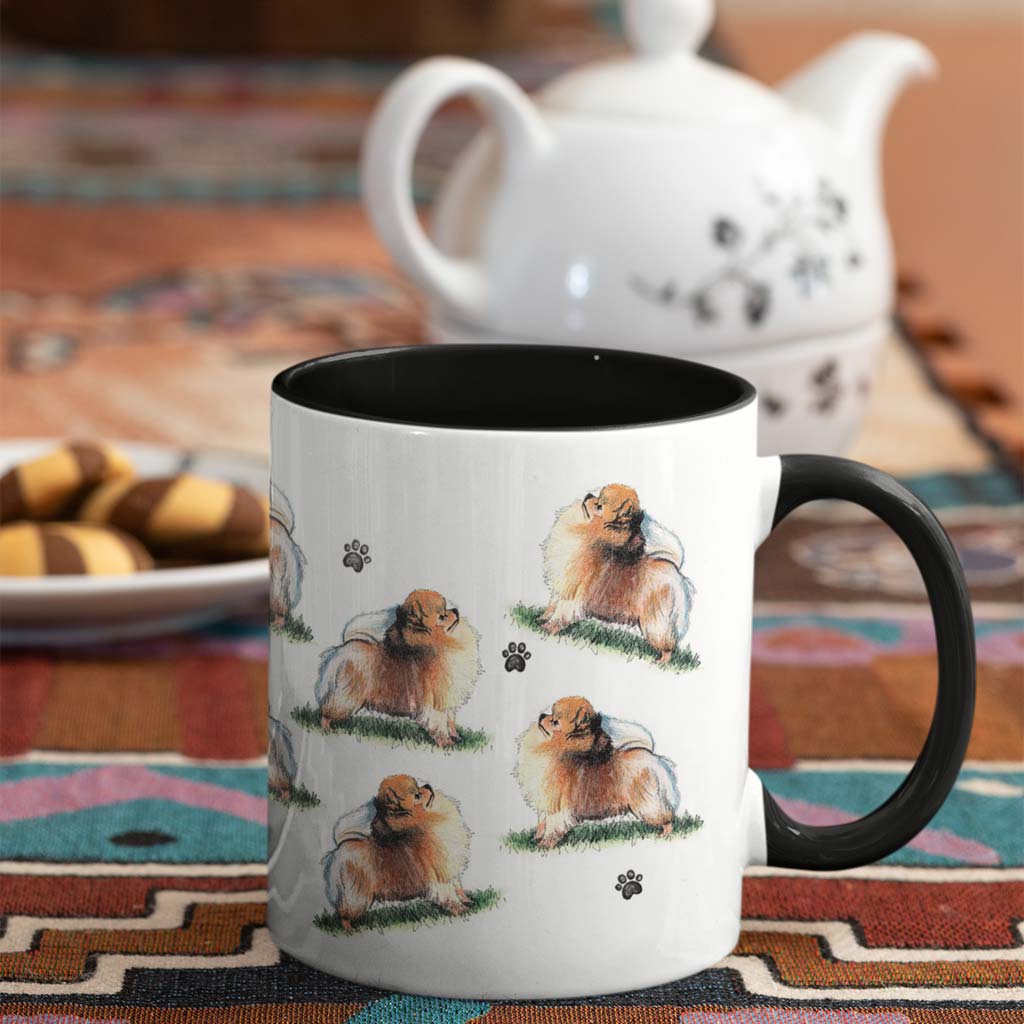 Pomeranian Large Porcelain Colour Handle Mug