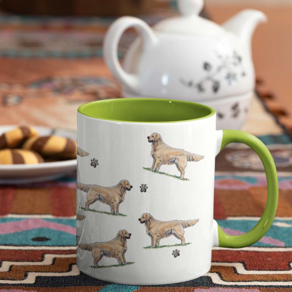 Golden Retriever Large Porcelain Colour Handle Mug