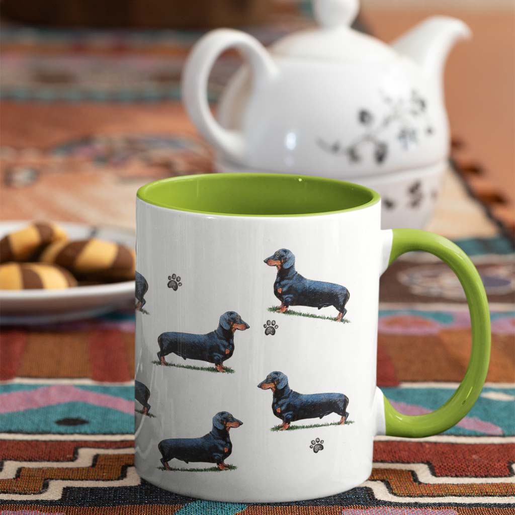 Dachshund (Smooth Haired) Large Porcelain Colour Handle Mug