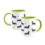 Dachshund (Smooth Haired) Large Porcelain Colour Handle Mug