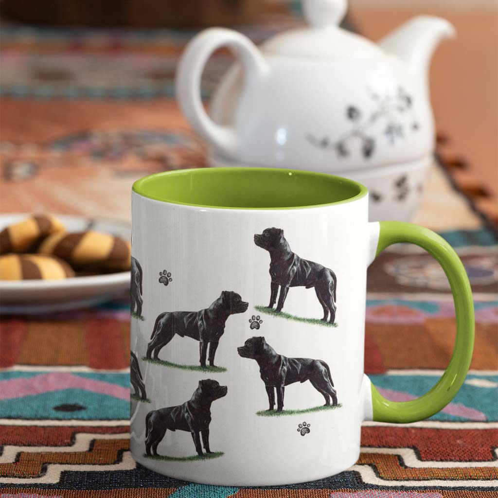 Staffordshire Bull Terrier Large Porcelain Colour Handle Mug