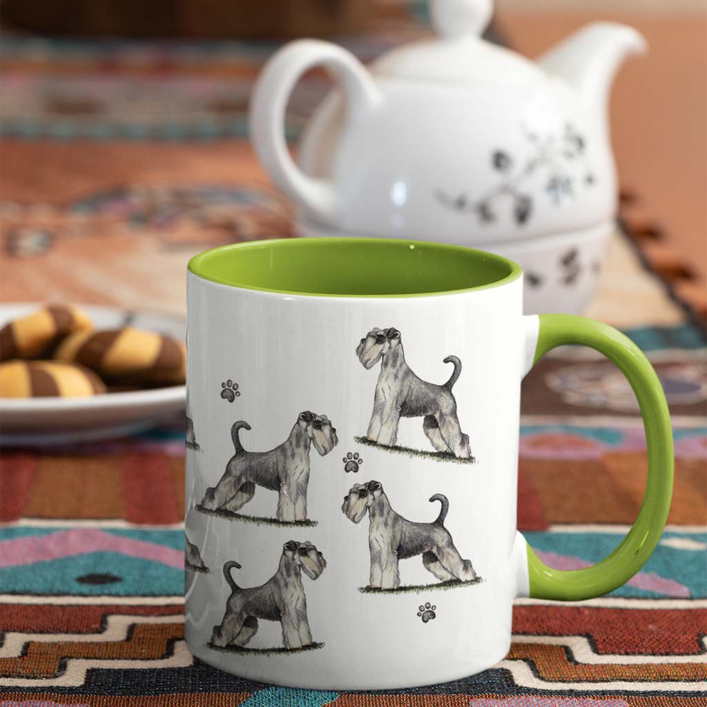 Miniature Schnauzer Large Porcelain Colour Handle Mug