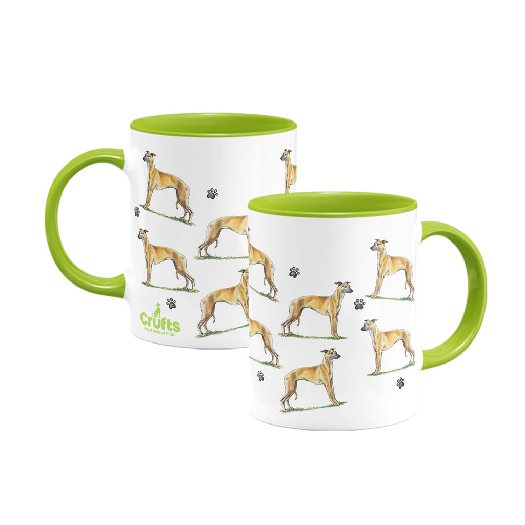 Whippet Large Porcelain Colour Handle Mug