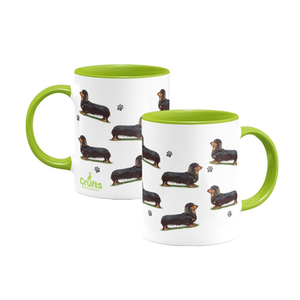 Dachshund (Miniature Long Haired) Large Porcelain Colour Handle Mug