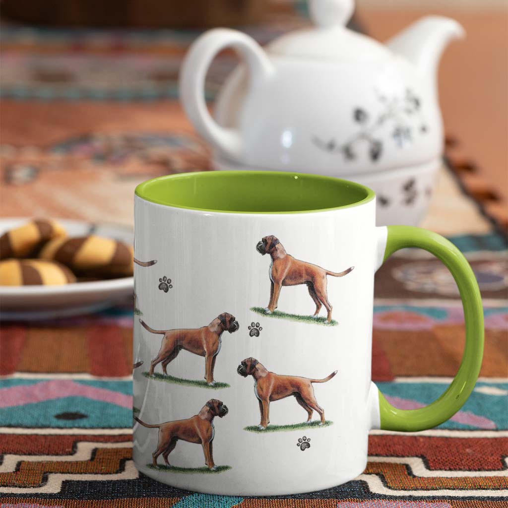 Boxer Large Porcelain Colour Handle Mug