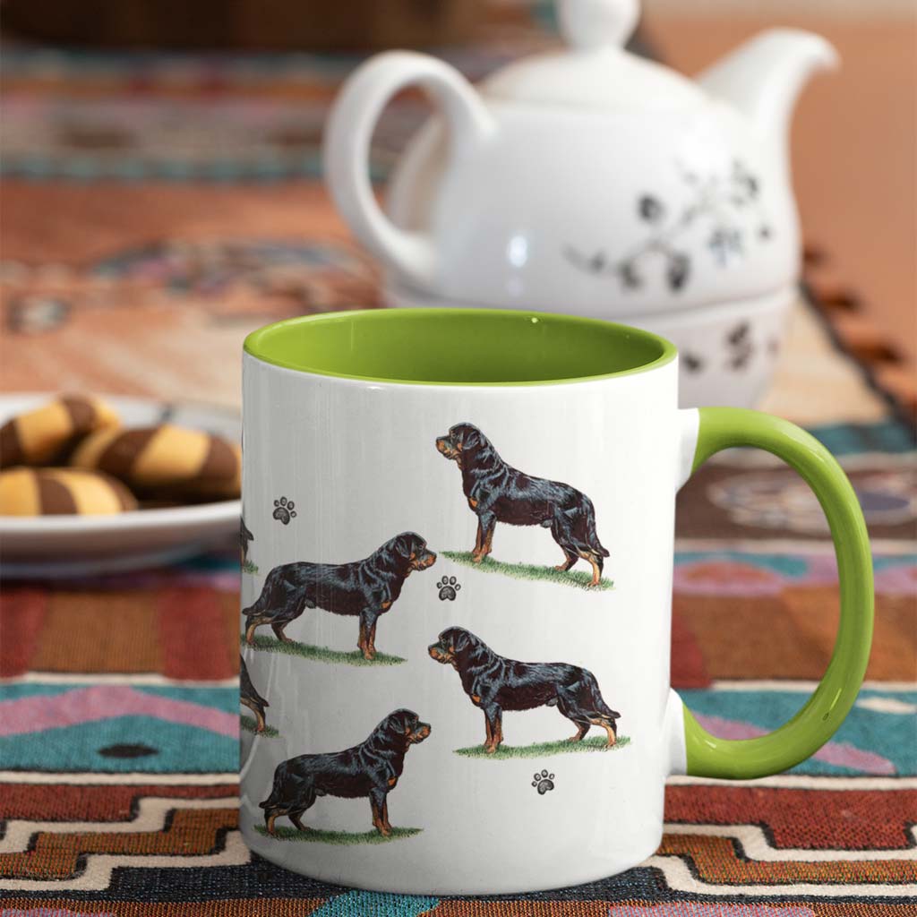 Rottweiler Large Porcelain Colour Handle Mug
