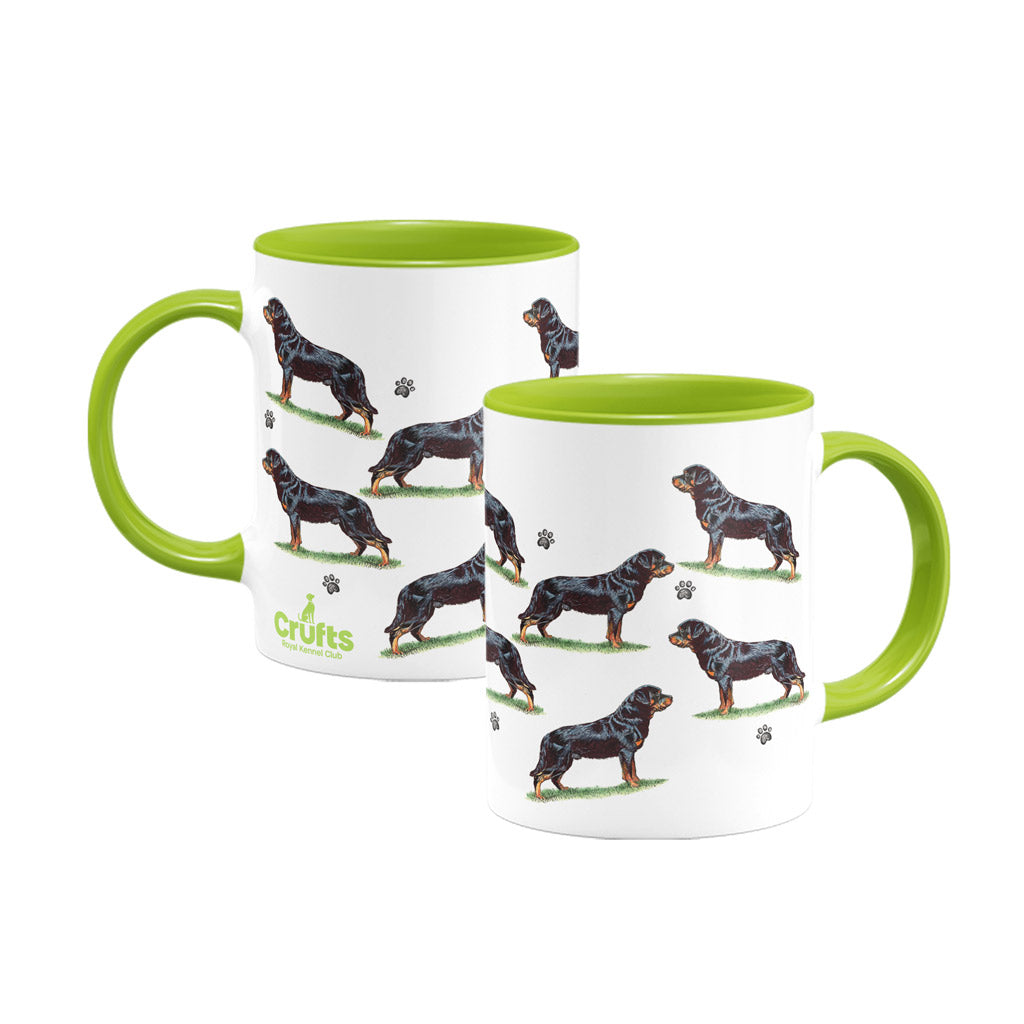 Rottweiler Large Porcelain Colour Handle Mug