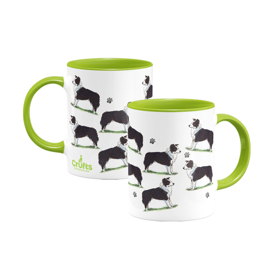 Border Collie Large Porcelain Colour Handle Mug