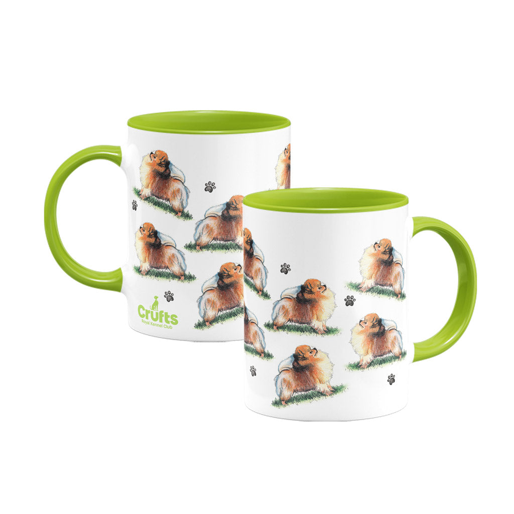 Pomeranian Large Porcelain Colour Handle Mug