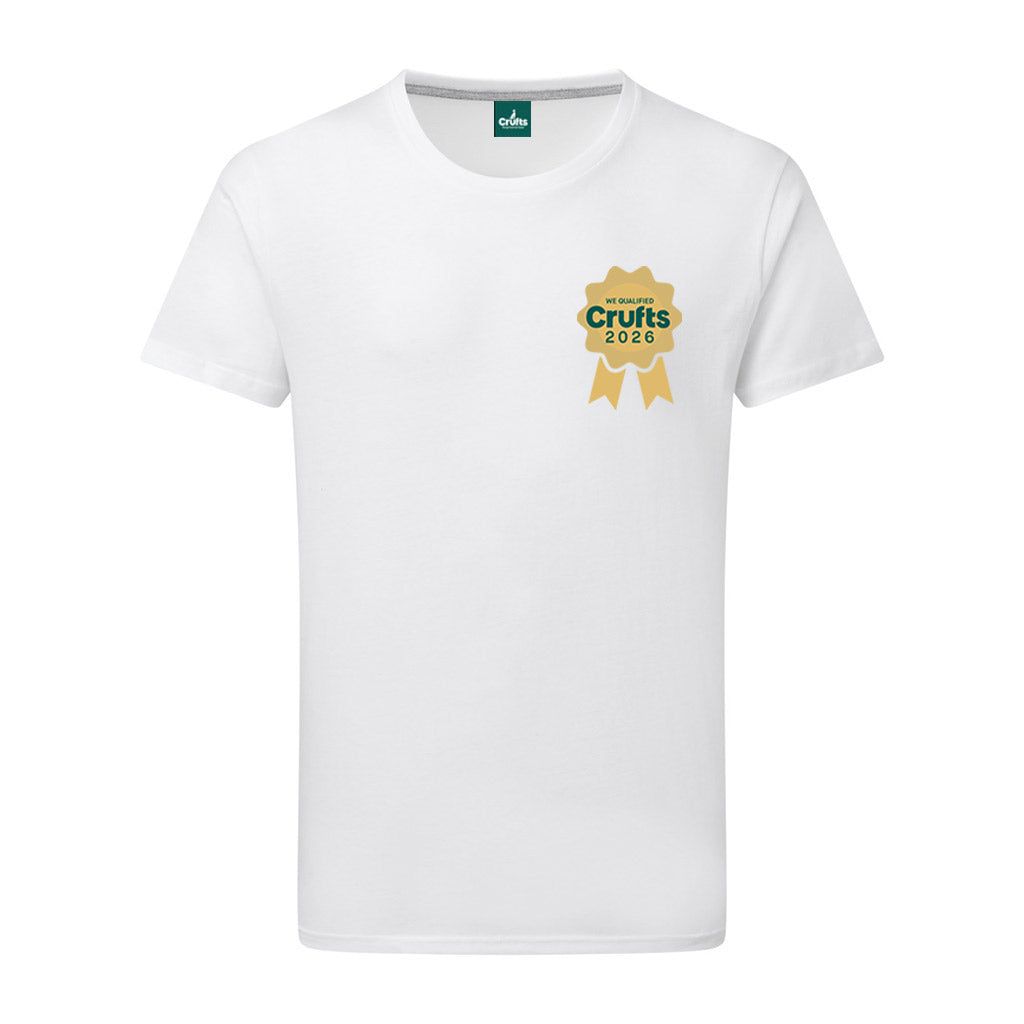 Crufts 'We Qualified' 2026 Rosette Pocket Print Organic T-Shirt | Competitor Gift