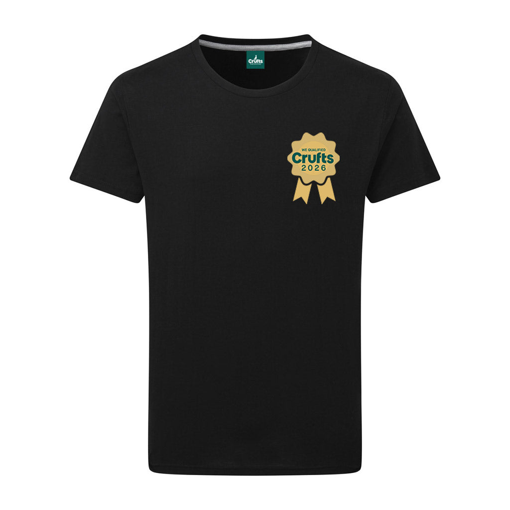 Crufts 'We Qualified' 2026 Rosette Pocket Print Organic T-Shirt | Competitor Gift