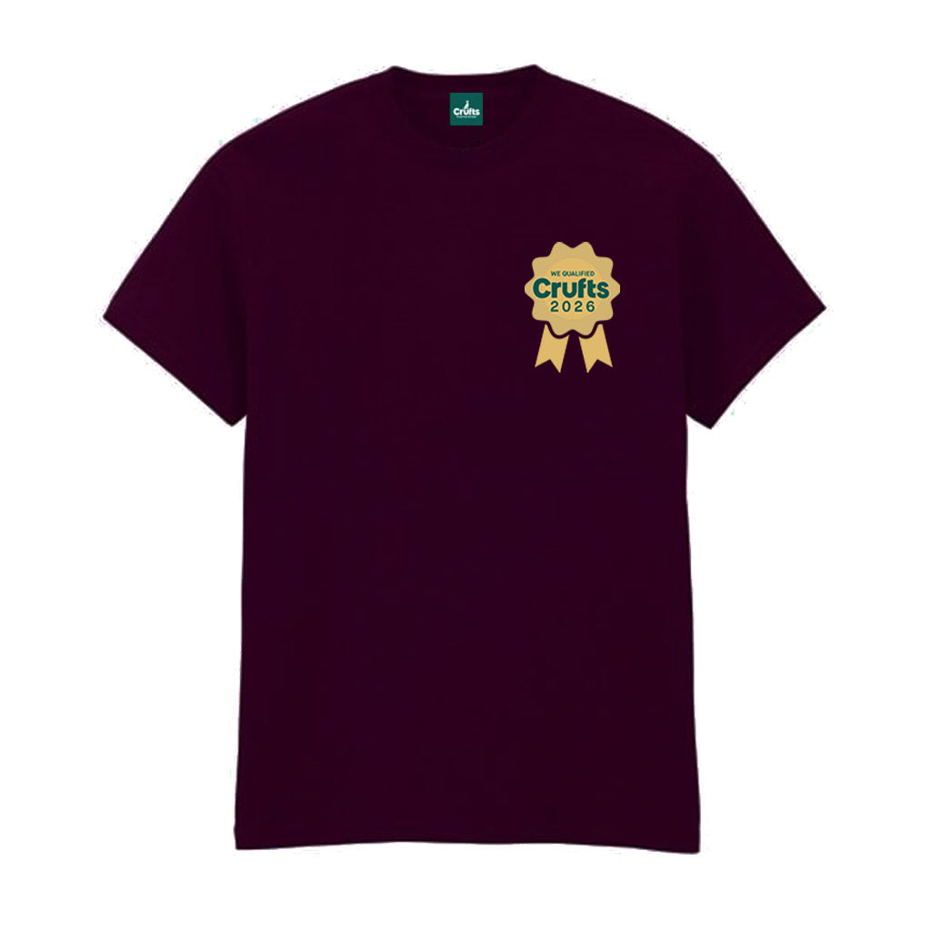 Crufts 'We Qualified' 2026 Rosette Pocket Print Organic T-Shirt | Competitor Gift
