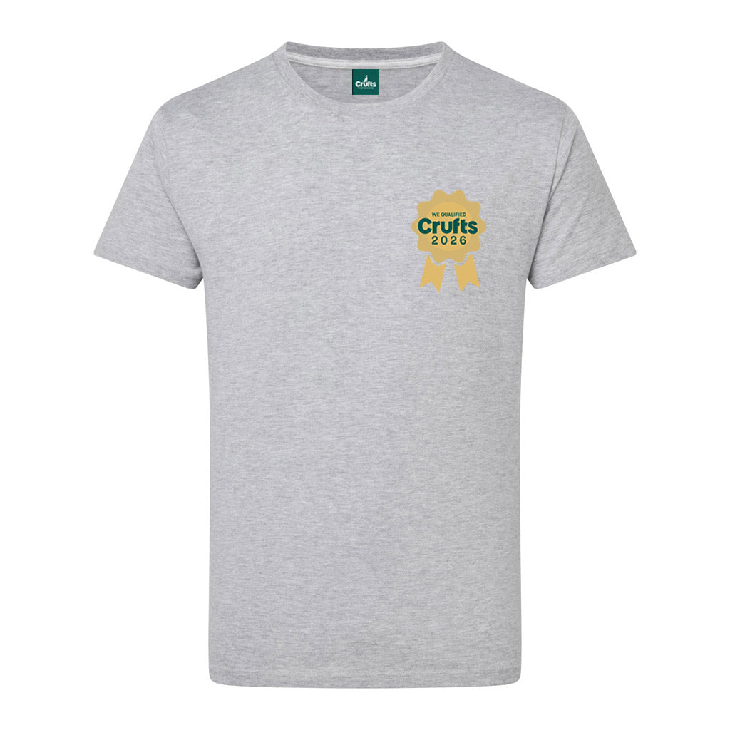Crufts 'We Qualified' 2026 Rosette Pocket Print Organic T-Shirt | Competitor Gift